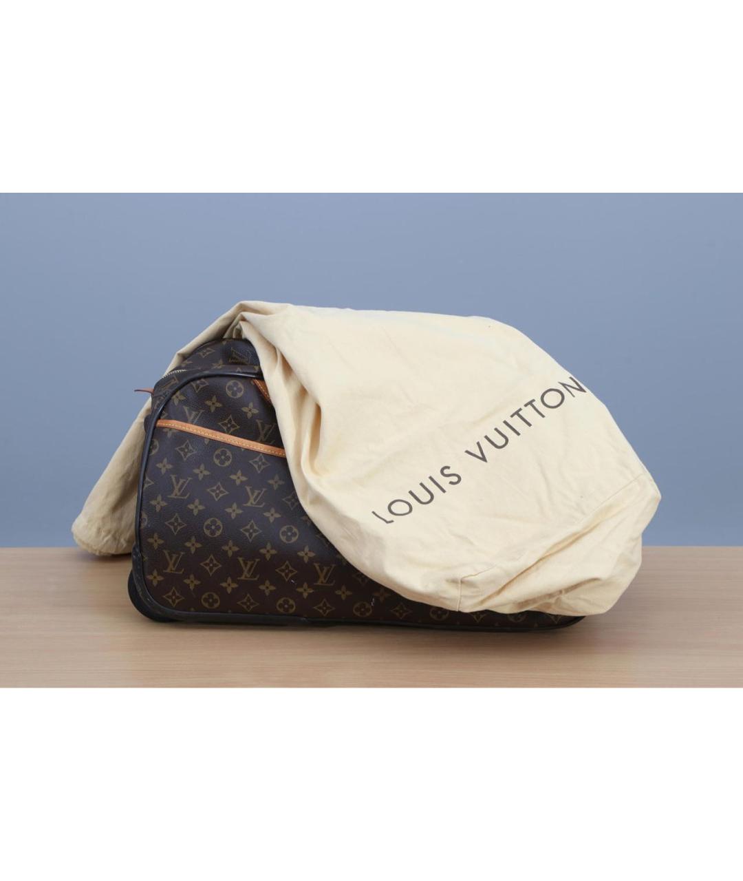 LOUIS VUITTON Коричневый кожаный чемодан, фото 6