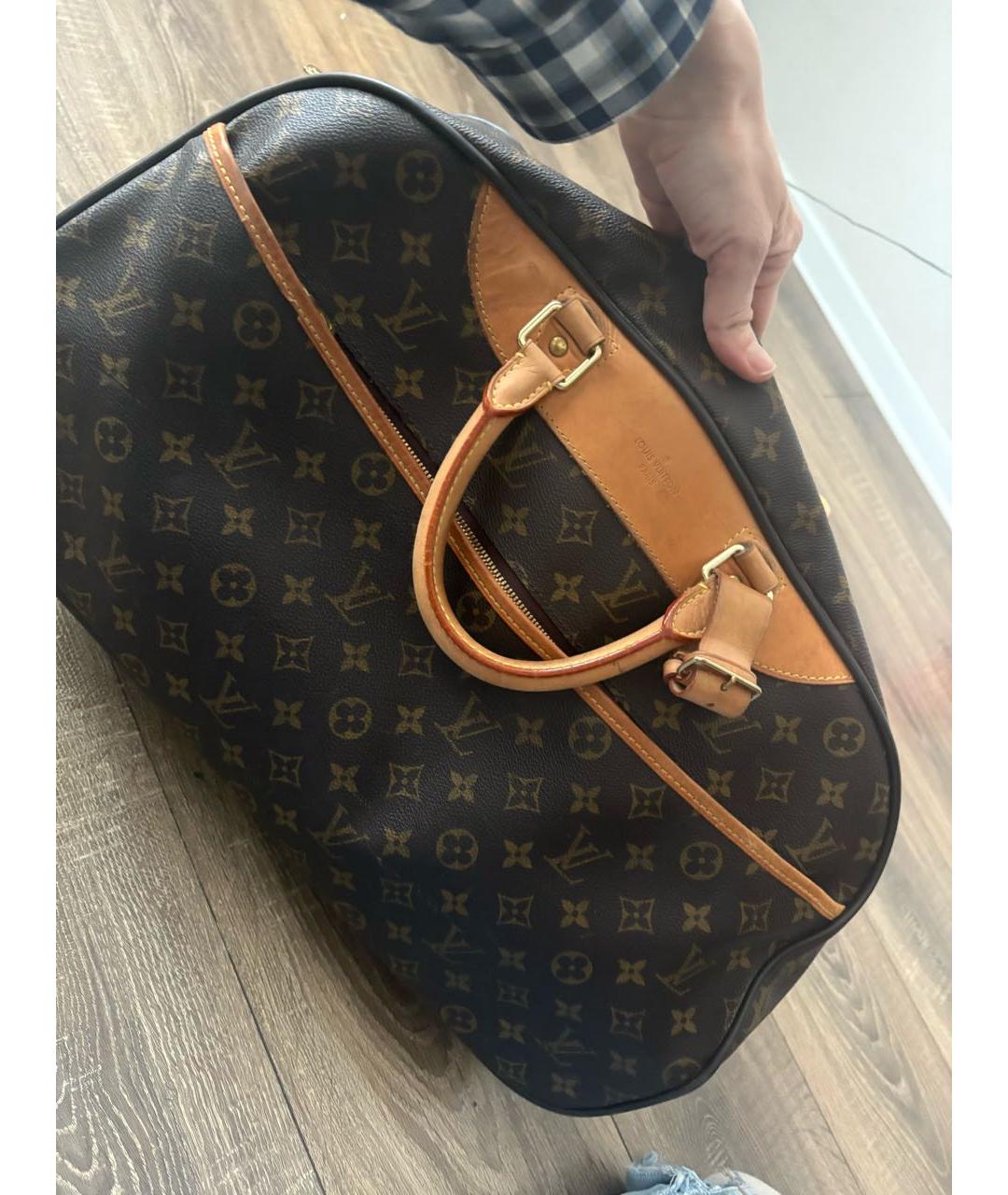 LOUIS VUITTON Коричневый кожаный чемодан, фото 7