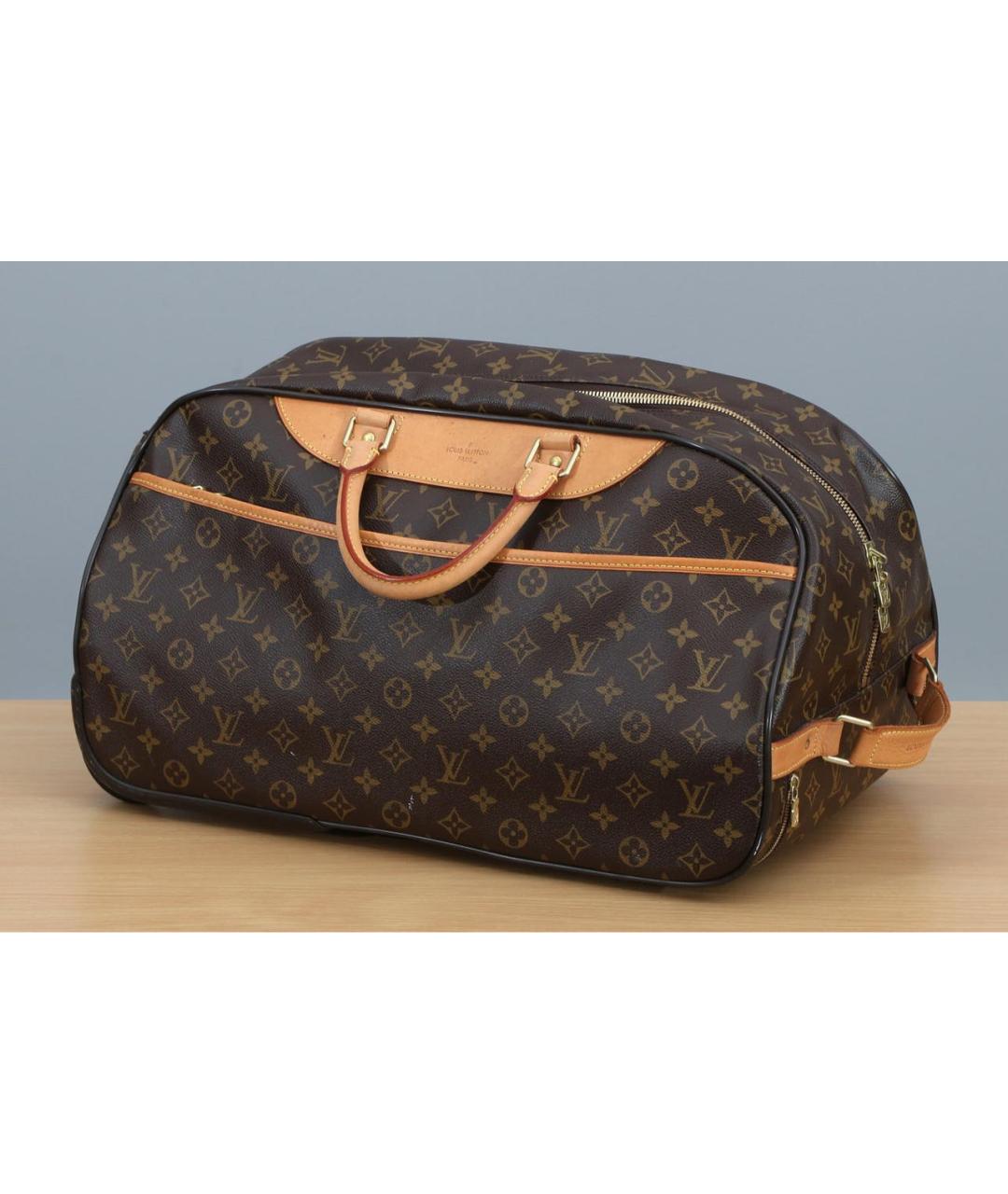 LOUIS VUITTON Коричневый кожаный чемодан, фото 8