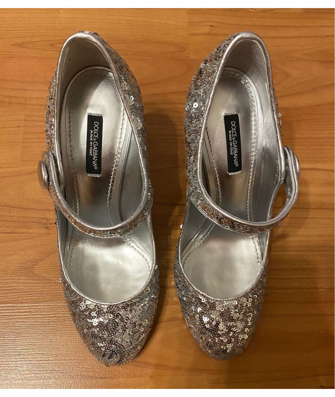 DOLCE&GABBANA Серебряные кожаные туфли, фото 2