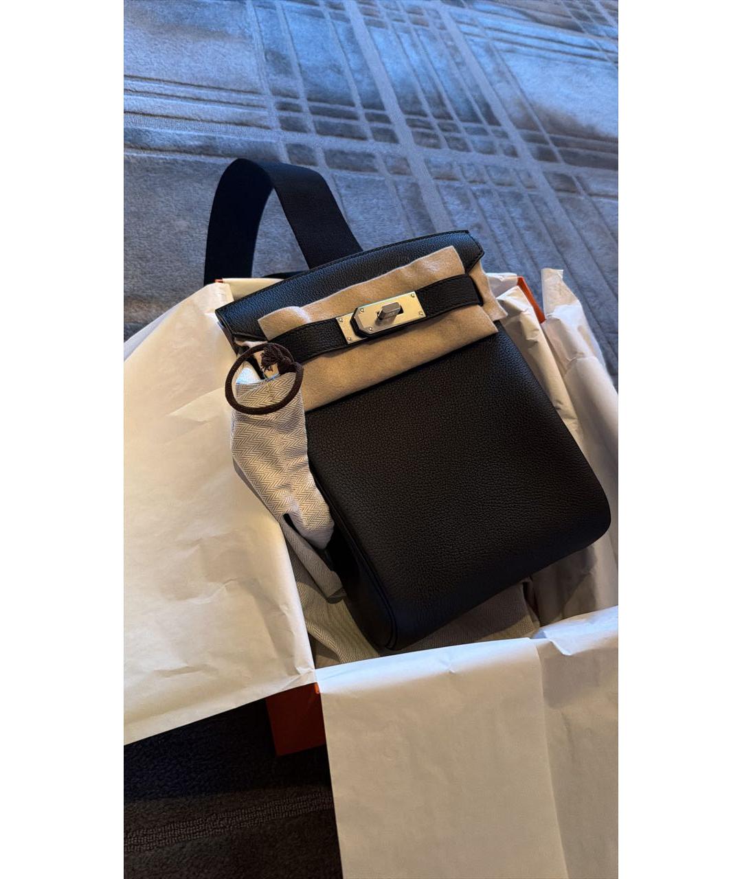 HERMES Черная кожаная сумка на плечо, фото 2