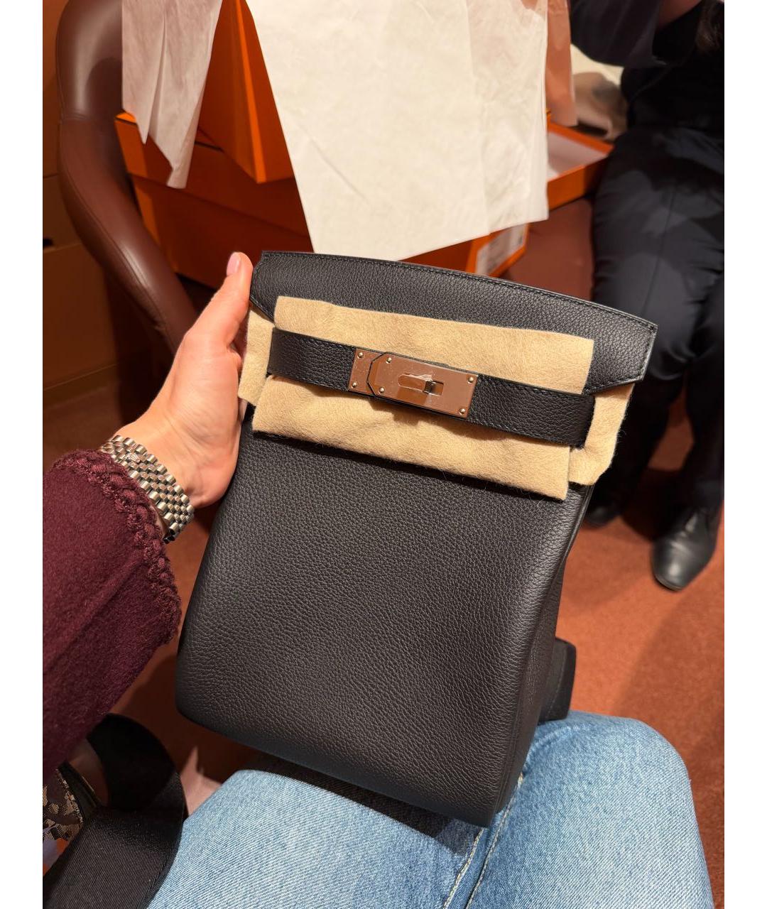 HERMES Черная кожаная сумка на плечо, фото 3