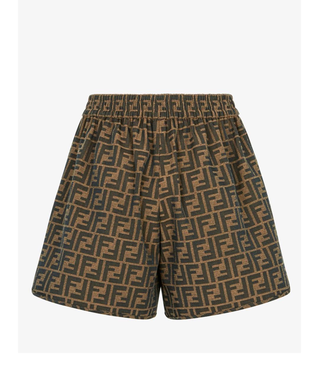 FENDI Коричневые полиэстеровые шорты, фото 3