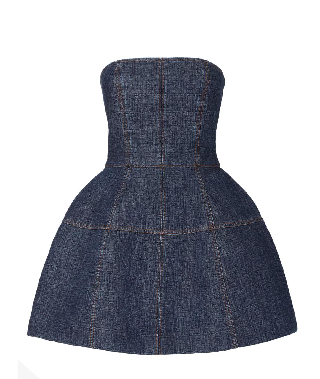 FENDI Темно-синее хлопковое повседневное платье, фото 1