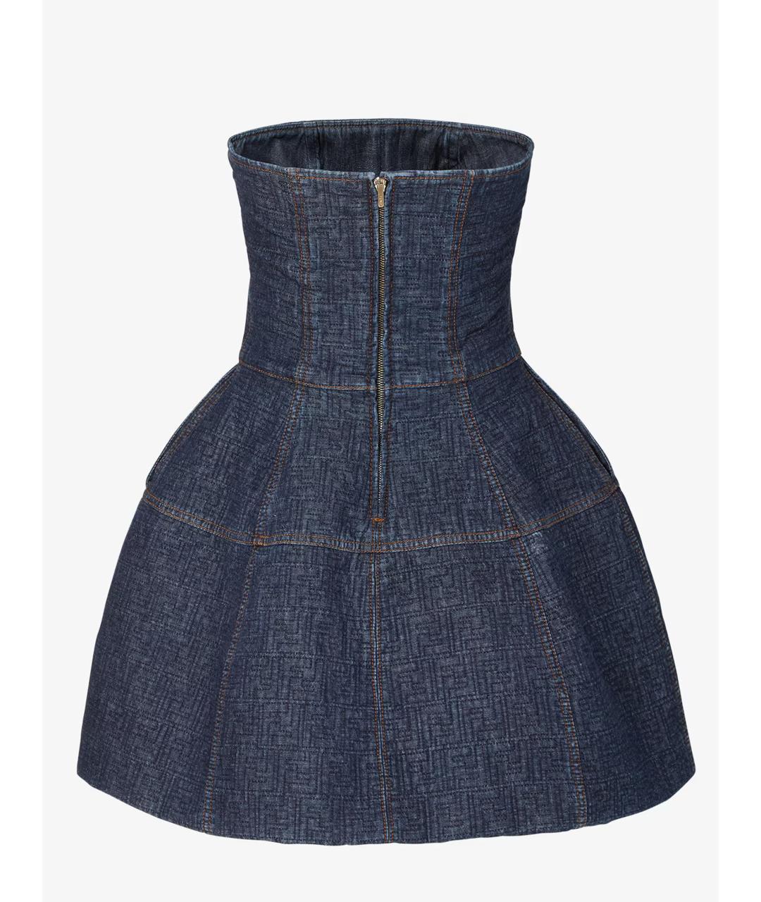 FENDI Темно-синее хлопковое повседневное платье, фото 3