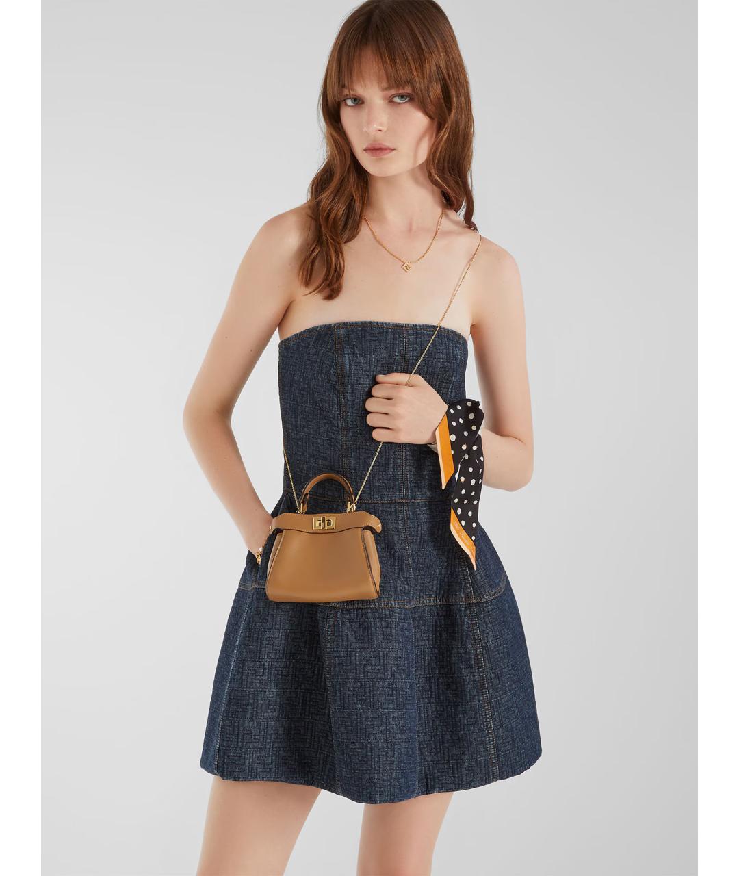 FENDI Темно-синее хлопковое повседневное платье, фото 2