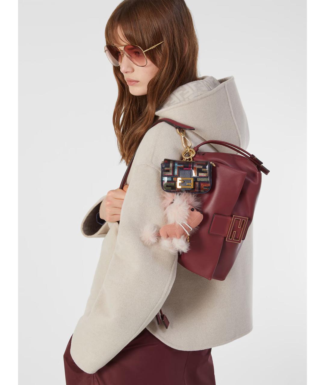 FENDI Бордовая кожаная сумка через плечо, фото 2