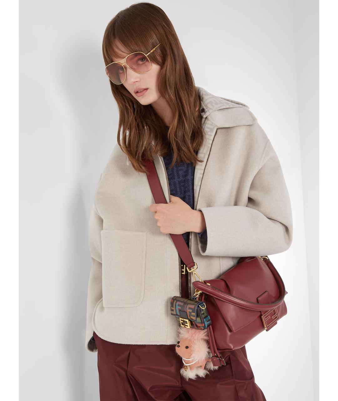 FENDI Бордовая кожаная сумка через плечо, фото 3