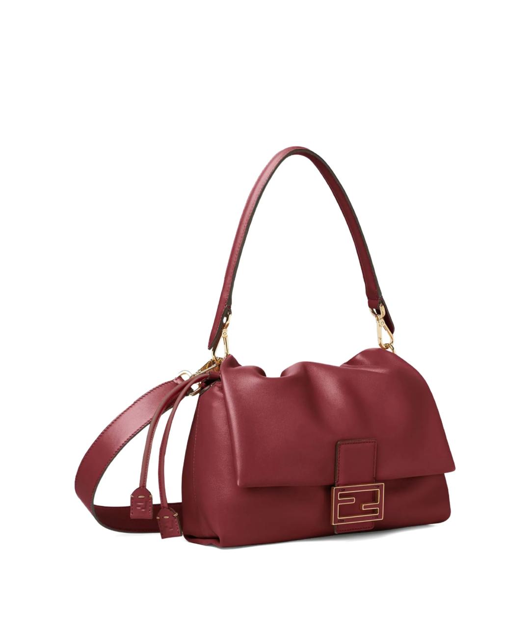 FENDI Бордовая кожаная сумка через плечо, фото 5