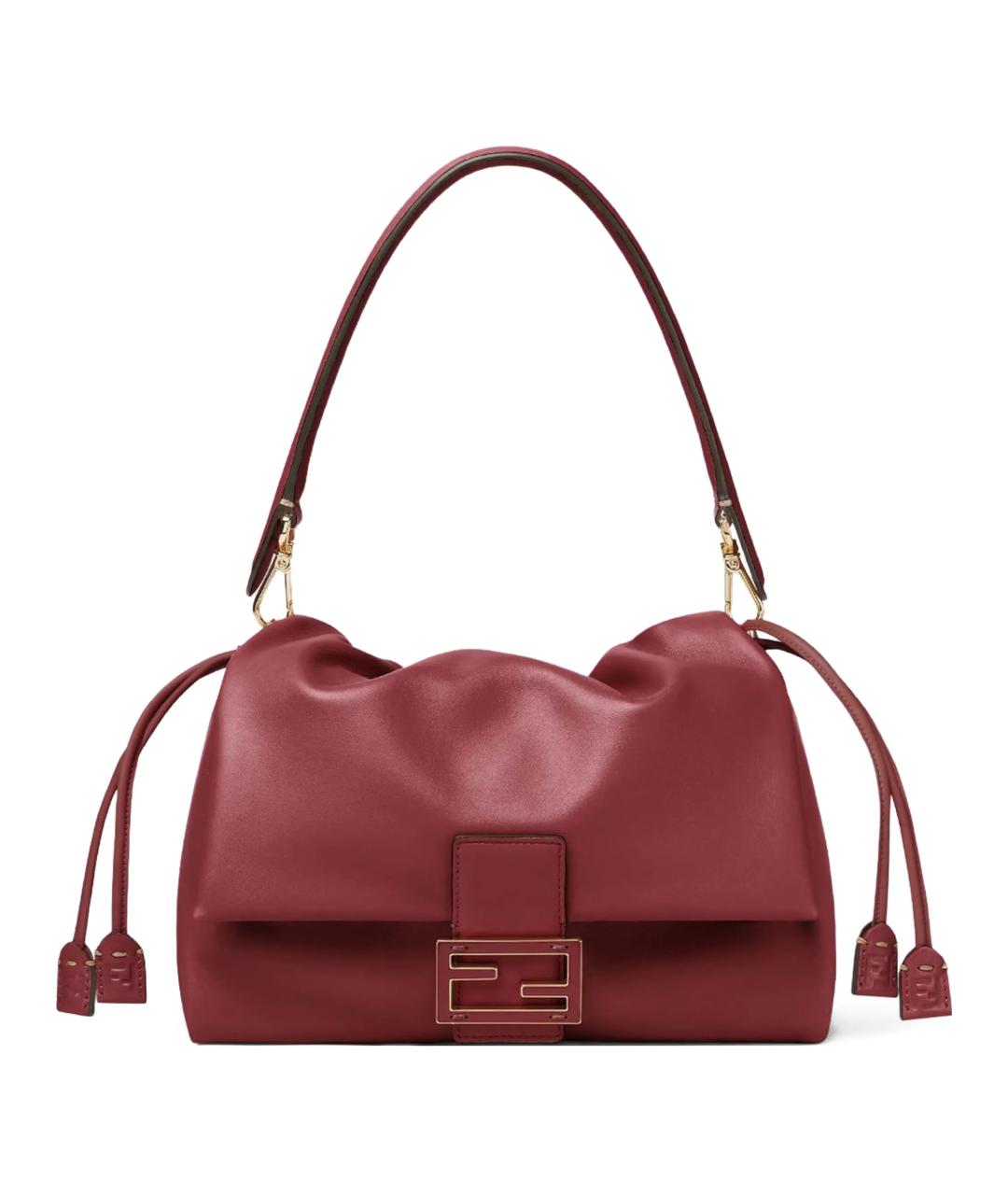 FENDI Бордовая кожаная сумка через плечо, фото 1