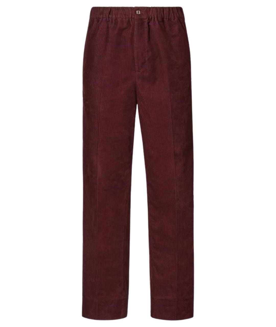 FENDI Бордовые хлопковые повседневные брюки, фото 1
