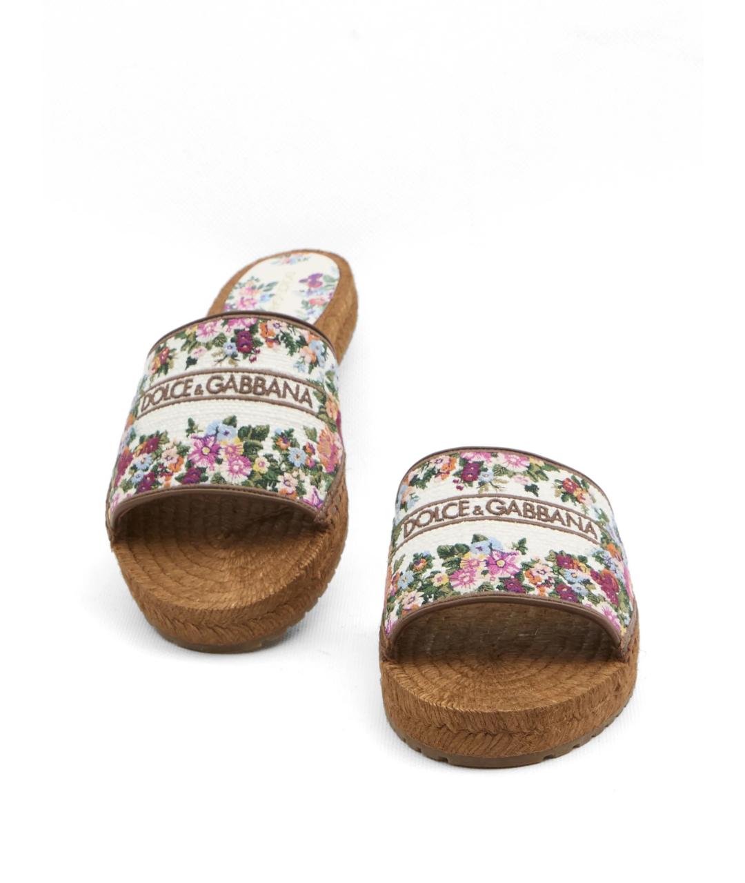 DOLCE&GABBANA Мульти текстильные шлепанцы, фото 5