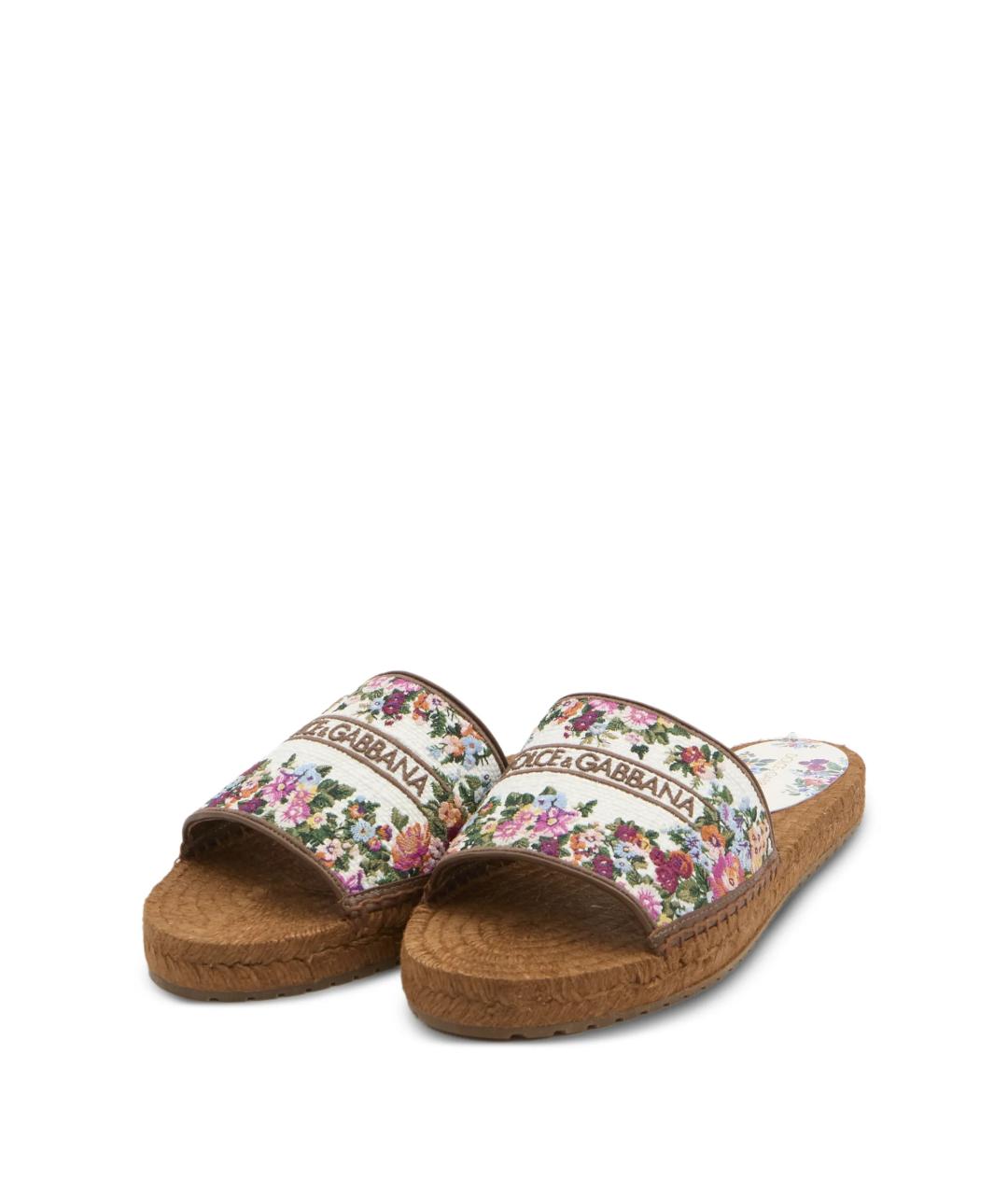 DOLCE&GABBANA Мульти текстильные шлепанцы, фото 2