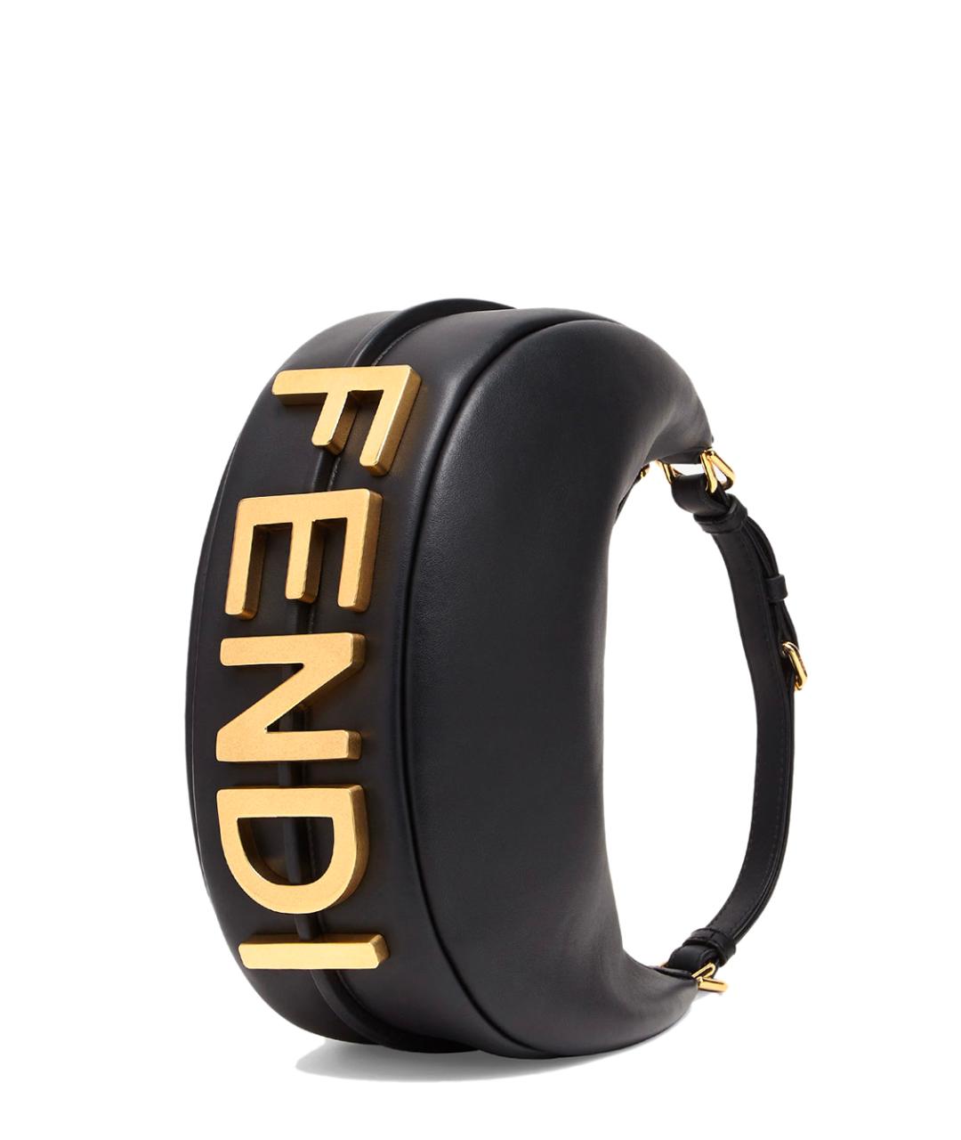 FENDI Черная кожаная сумка через плечо, фото 2