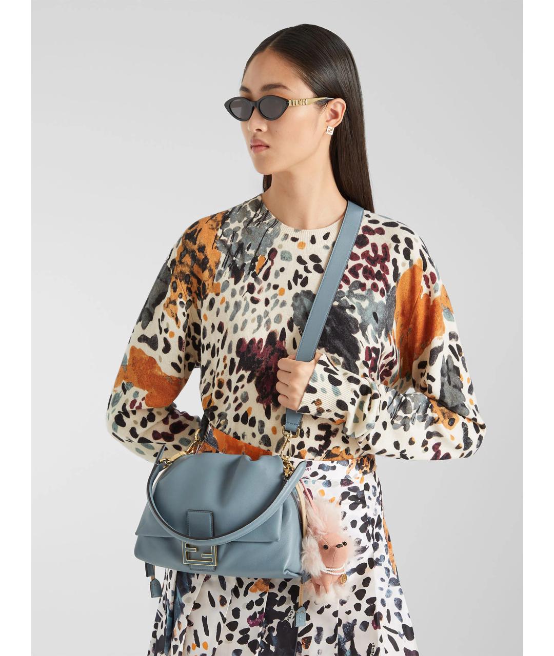 FENDI Голубая кожаная сумка через плечо, фото 3