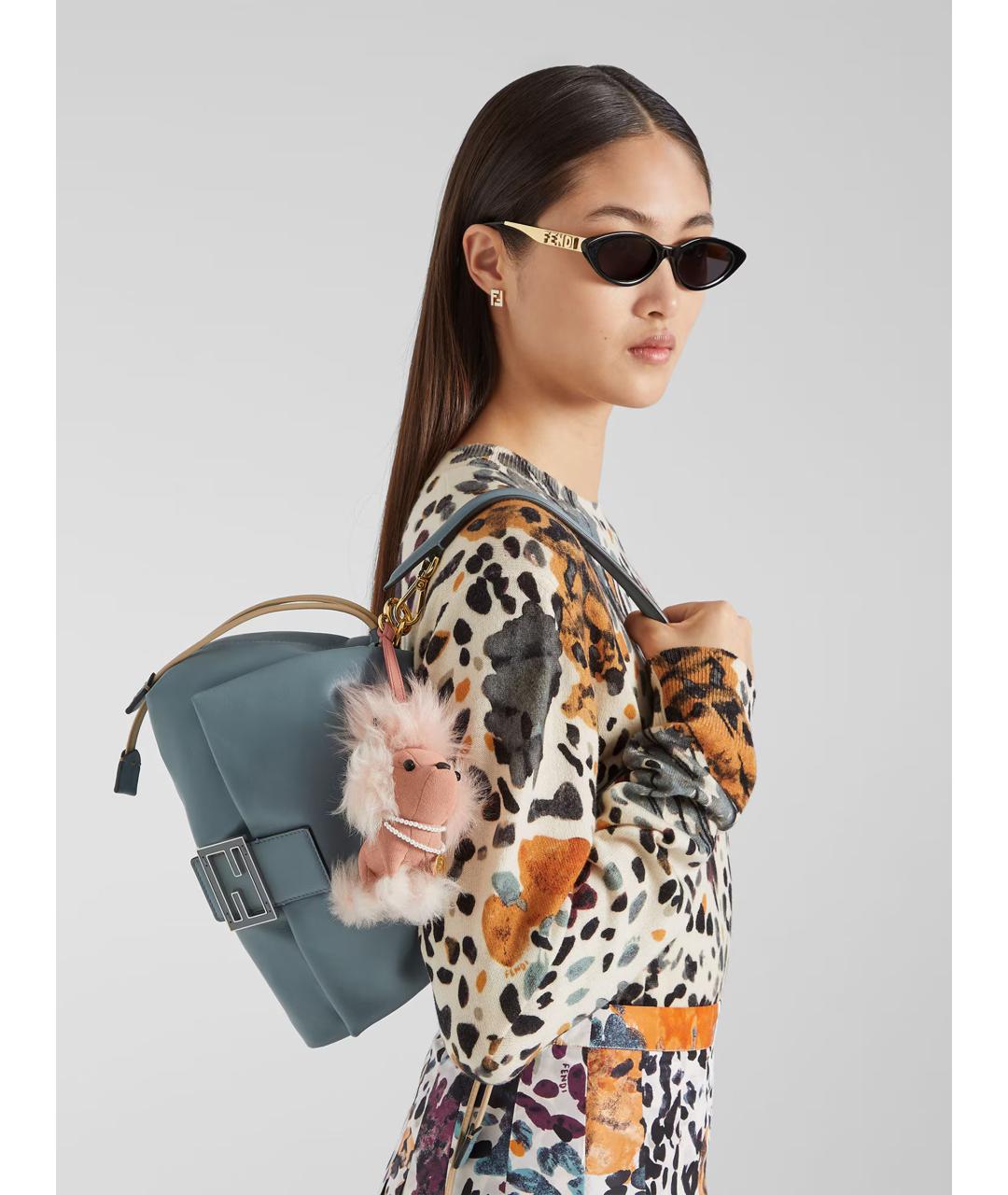 FENDI Голубая кожаная сумка через плечо, фото 2