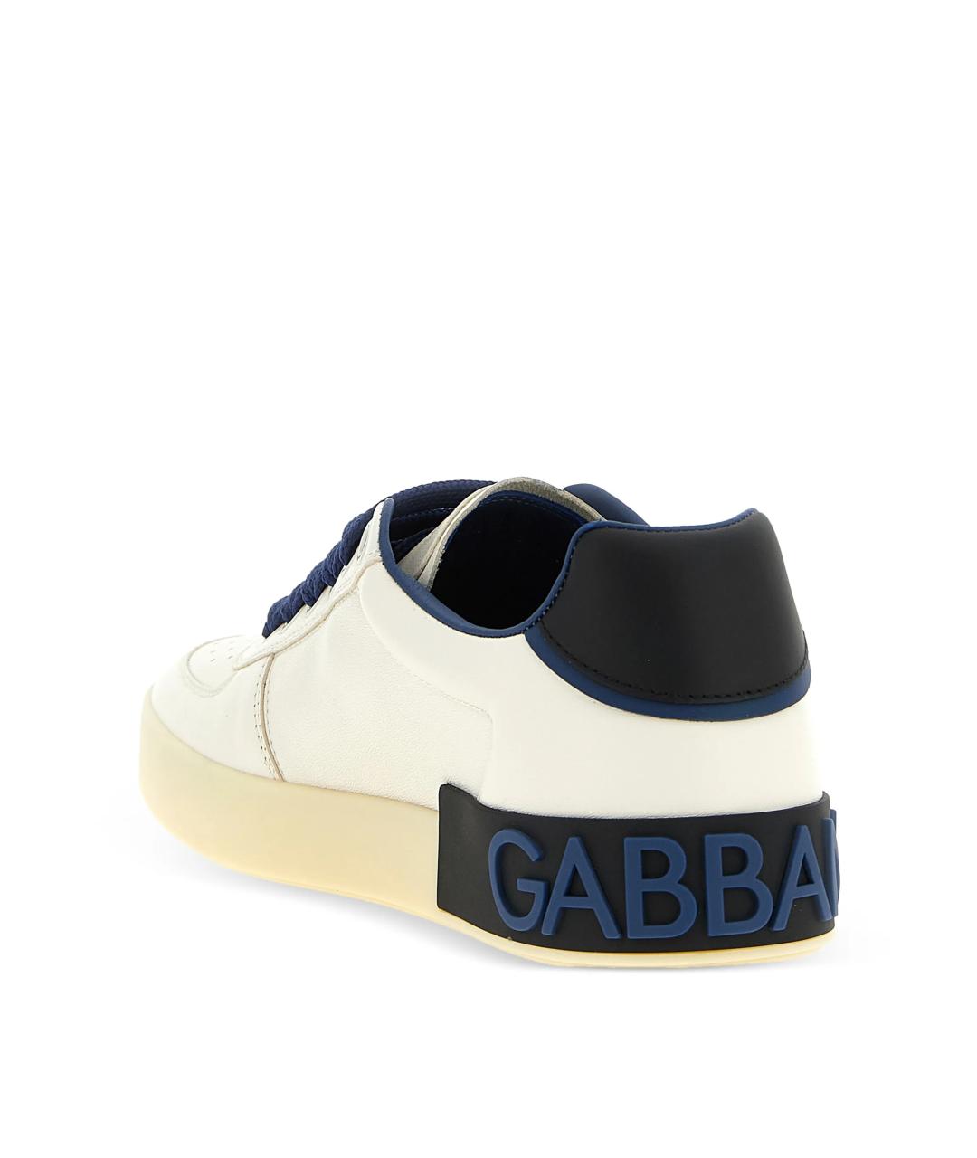 DOLCE&GABBANA Белые кожаные низкие кроссовки / кеды, фото 3