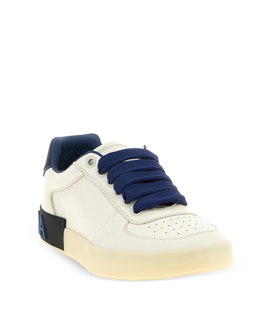 DOLCE&GABBANA Белые кожаные низкие кроссовки / кеды, фото 2