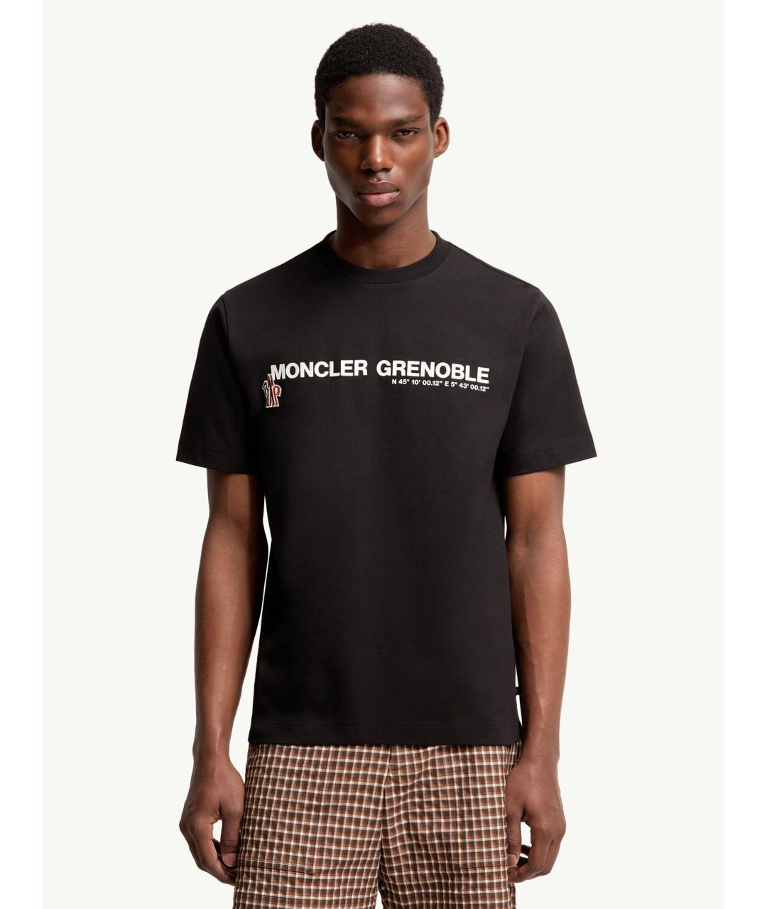 MONCLER Черная хлопковая футболка, фото 5