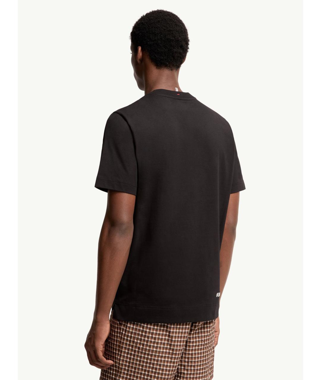 MONCLER Черная хлопковая футболка, фото 4