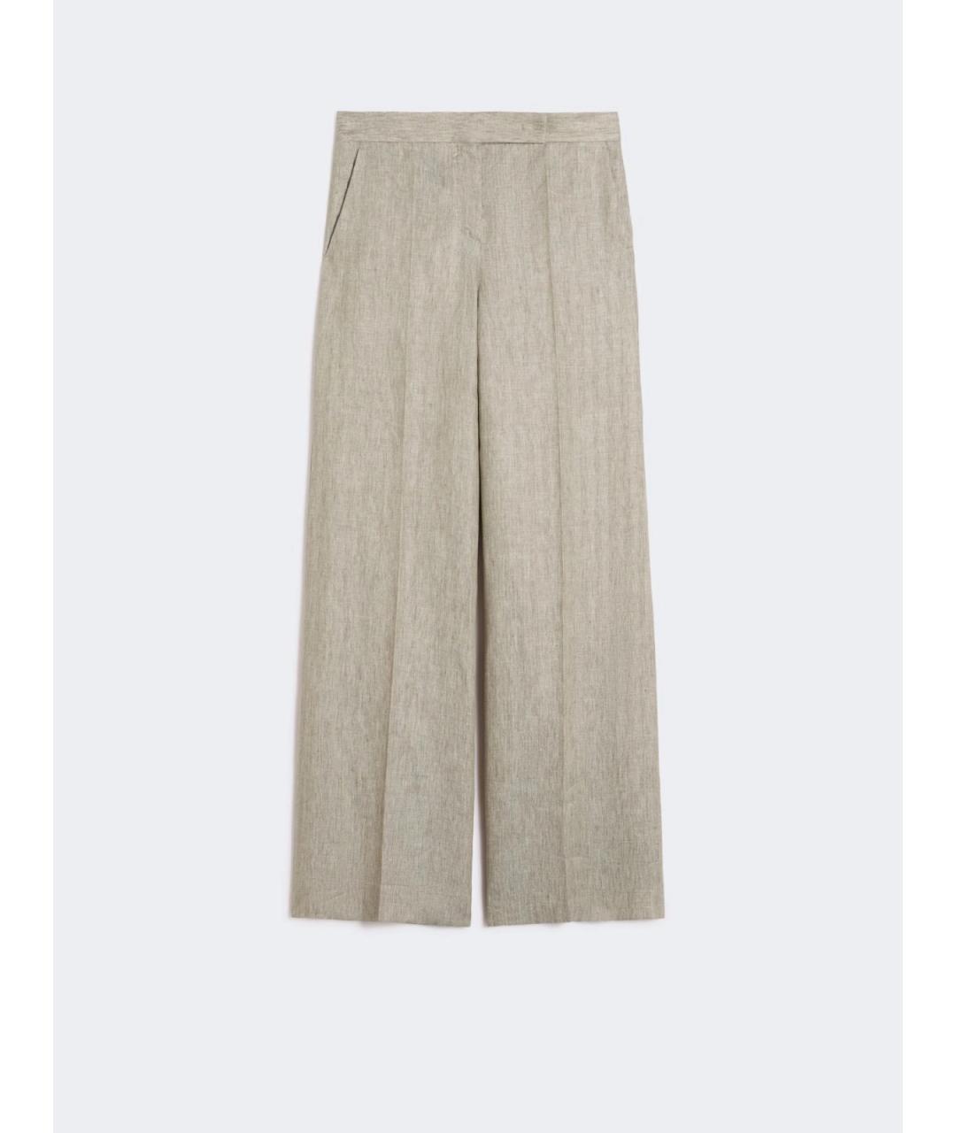 MAX MARA Бежевые льняные брюки широкие, фото 6