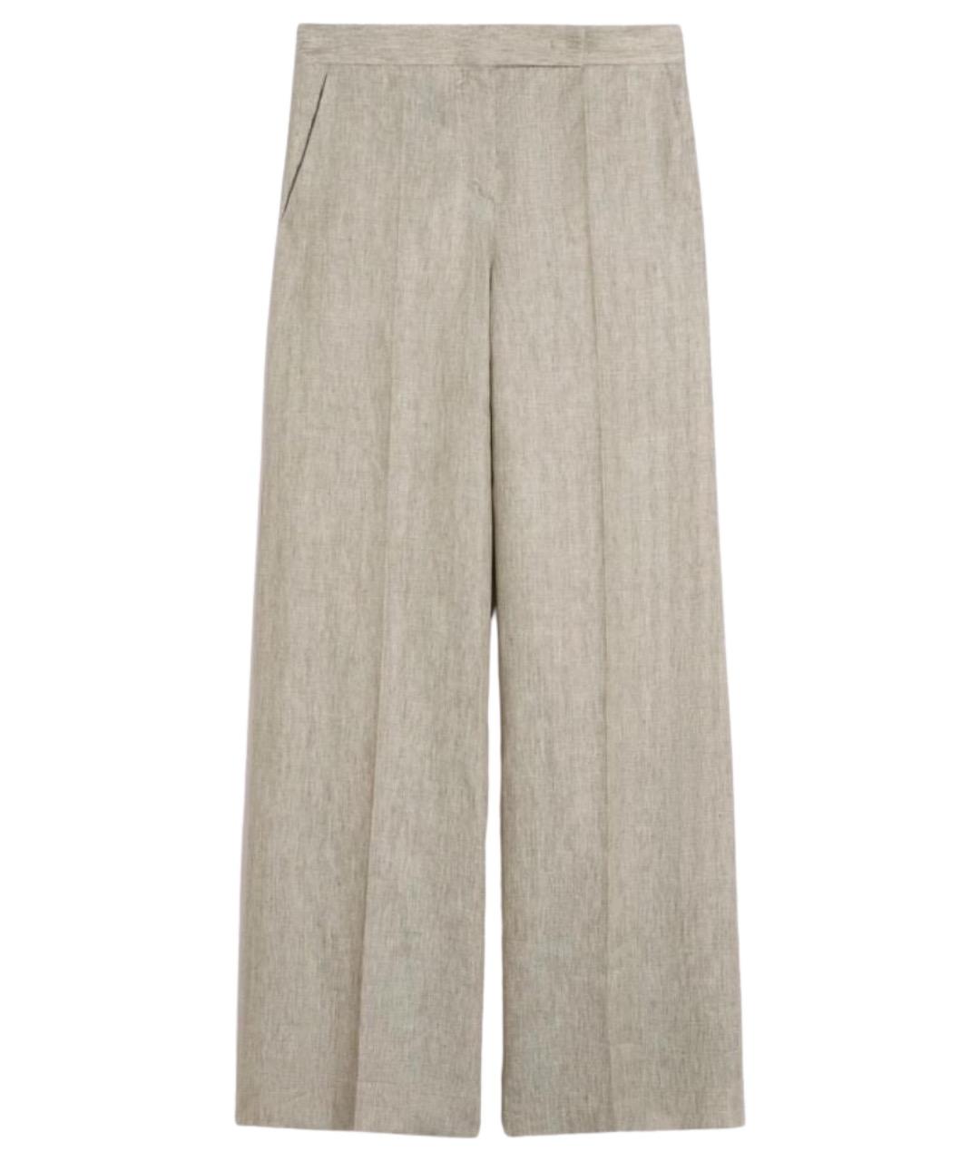 MAX MARA Бежевые льняные брюки широкие, фото 1