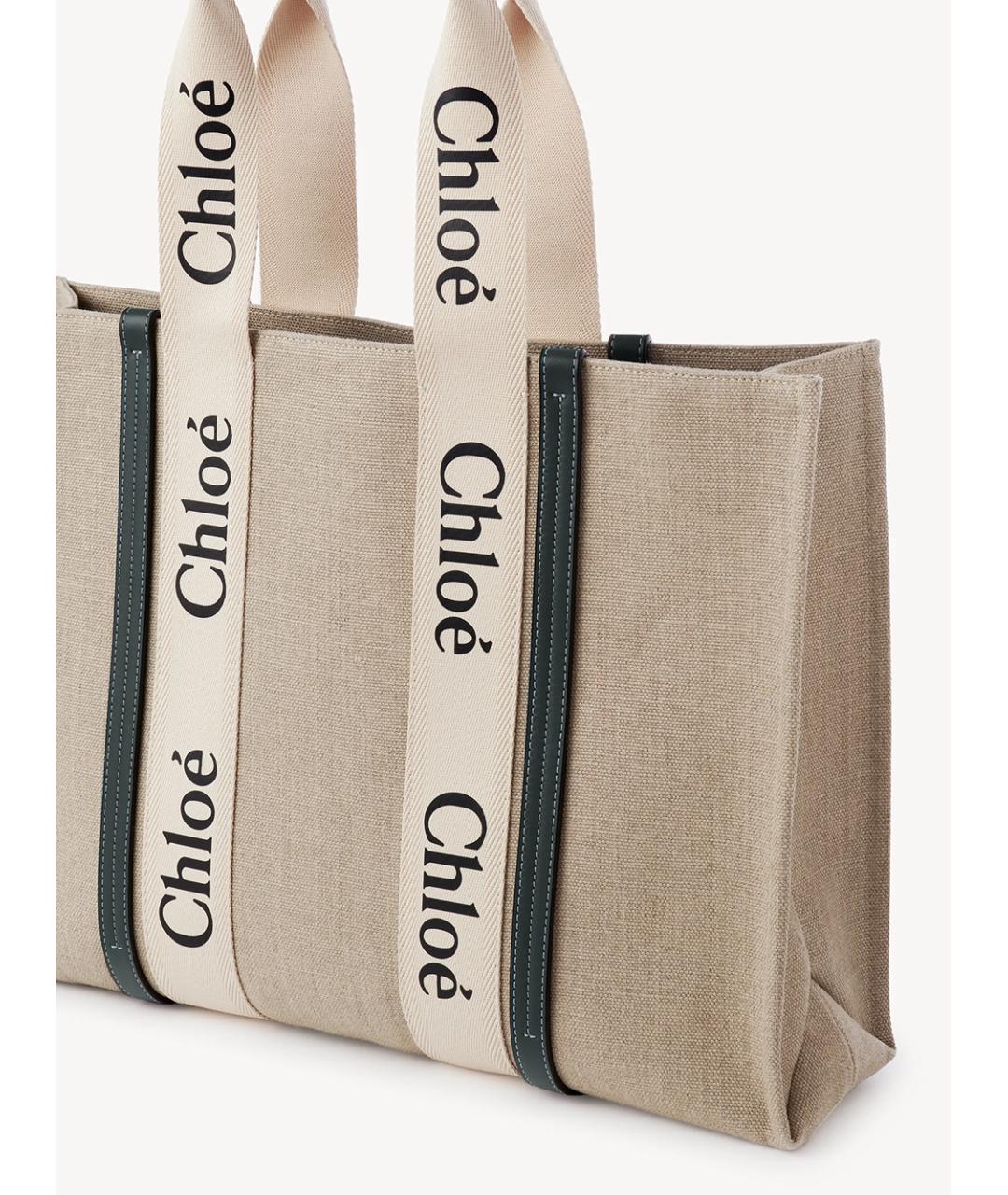 CHLOE Бежевая льняная сумка тоут, фото 4