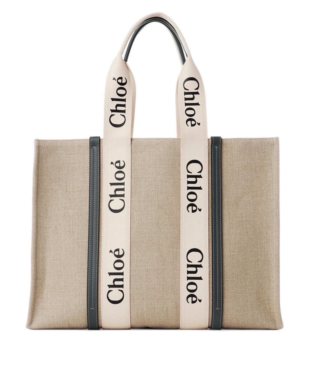 CHLOE Бежевая льняная сумка тоут, фото 1