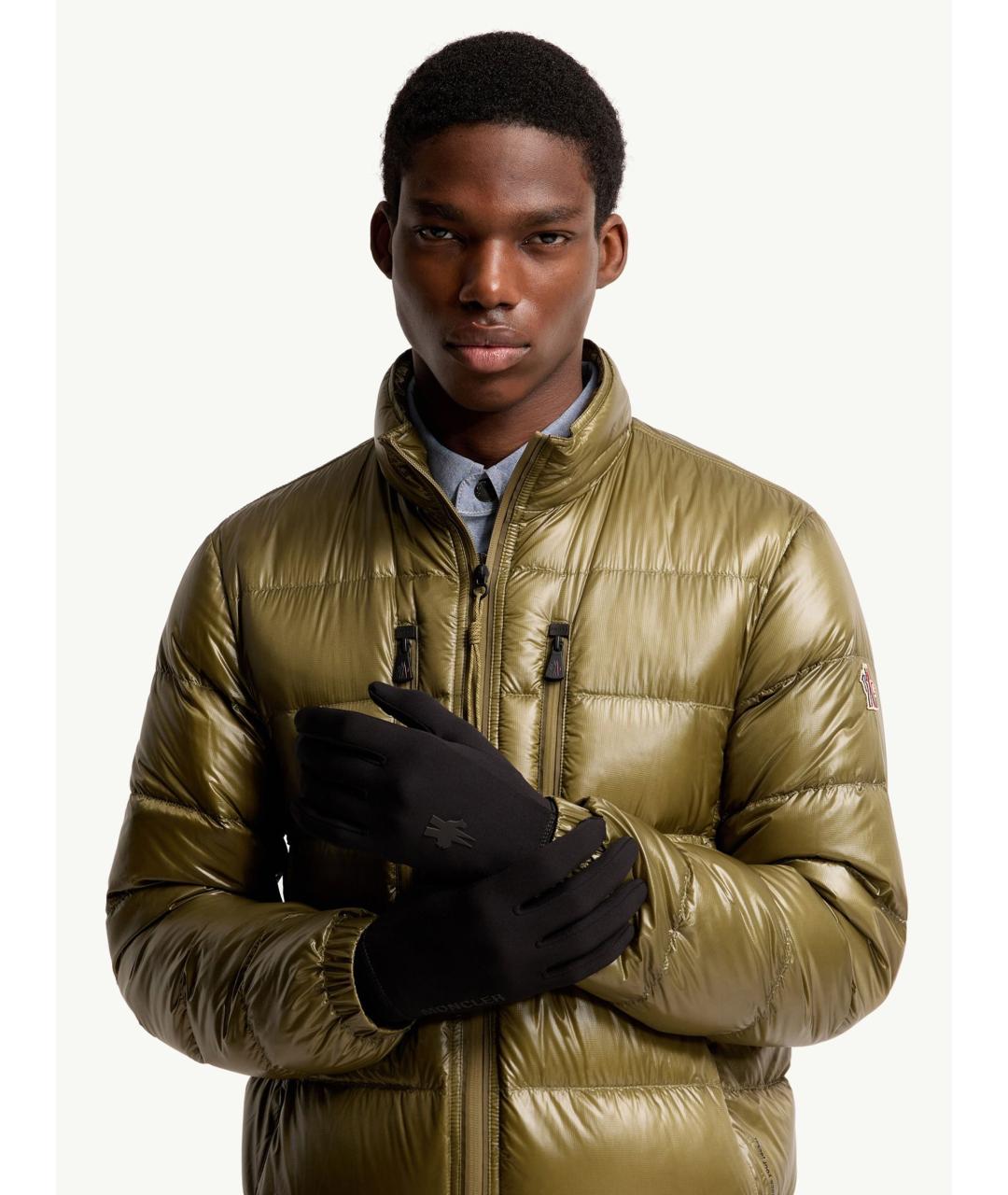 MONCLER Черные синтетические перчатки, фото 2