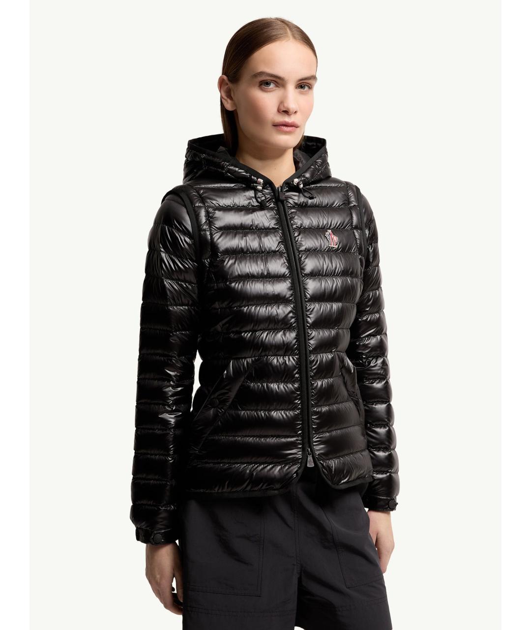 MONCLER Черный полиамидовый пуховик, фото 4