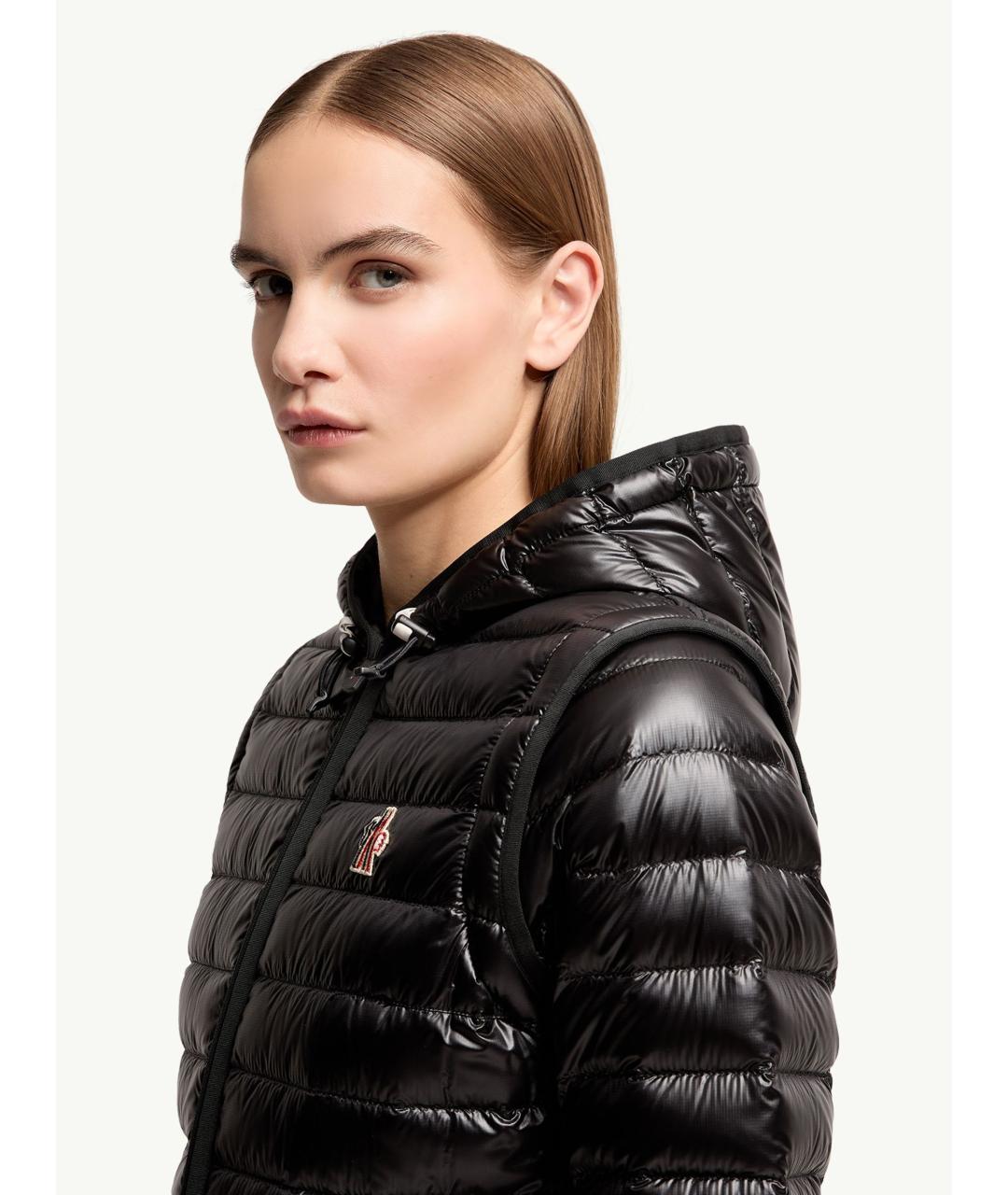 MONCLER Черный полиамидовый пуховик, фото 7