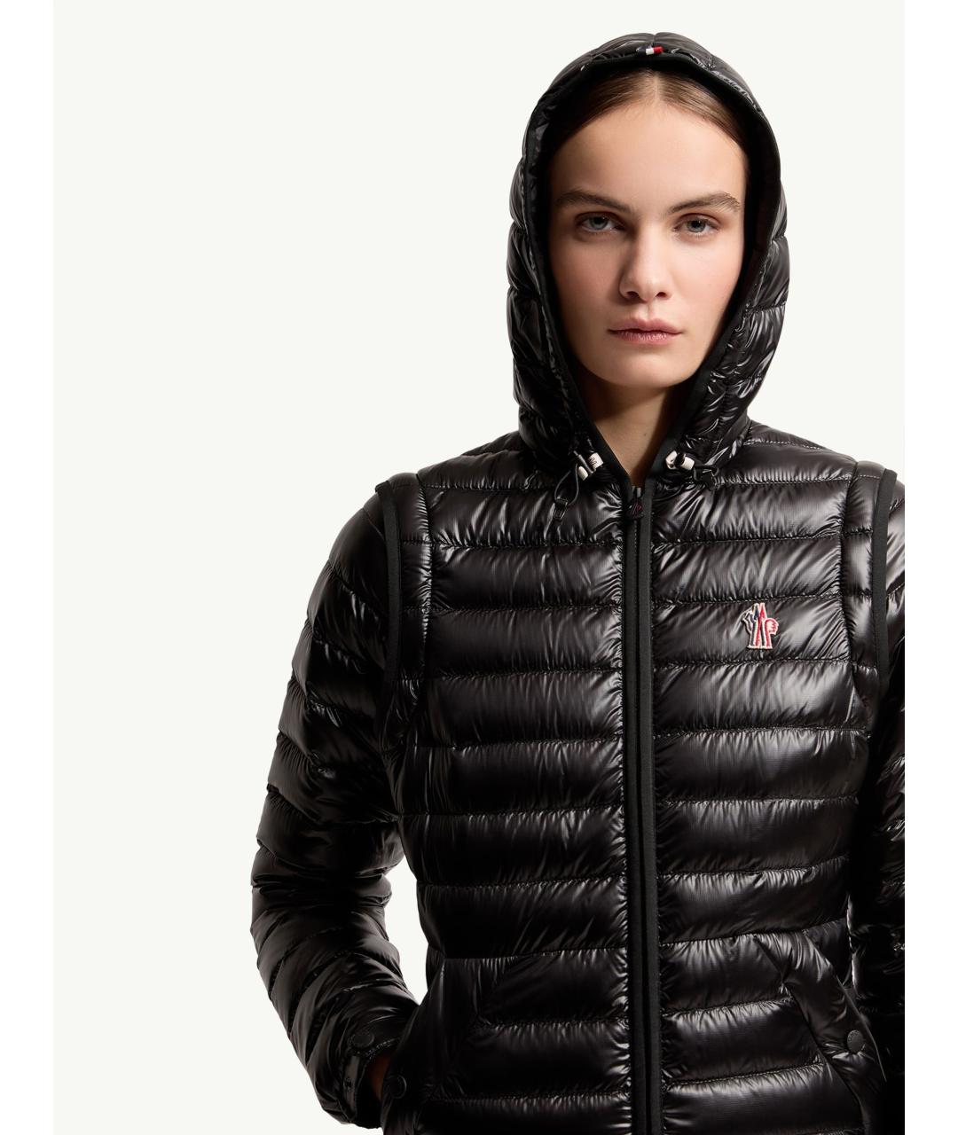 MONCLER Черный полиамидовый пуховик, фото 8