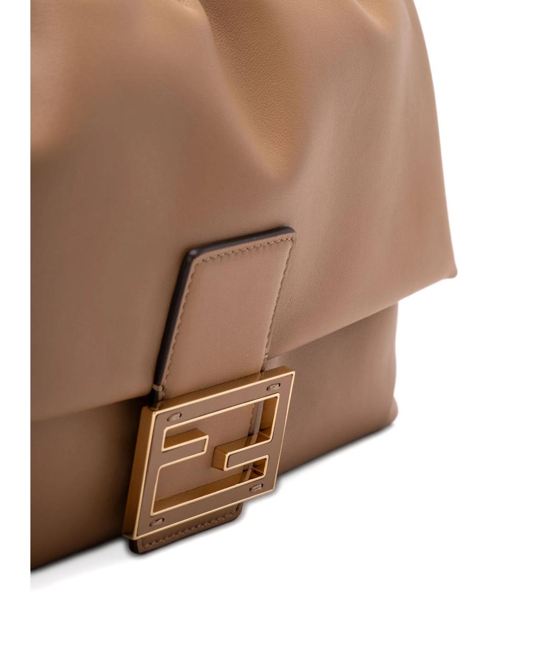 FENDI Бежевая кожаная сумка через плечо, фото 5