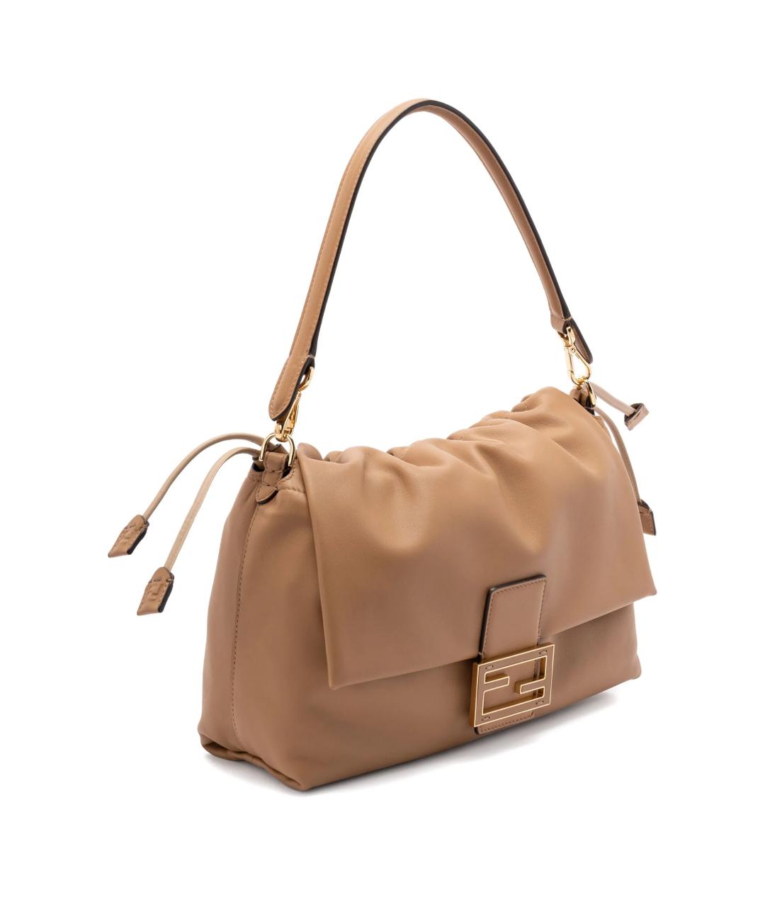 FENDI Бежевая кожаная сумка через плечо, фото 3