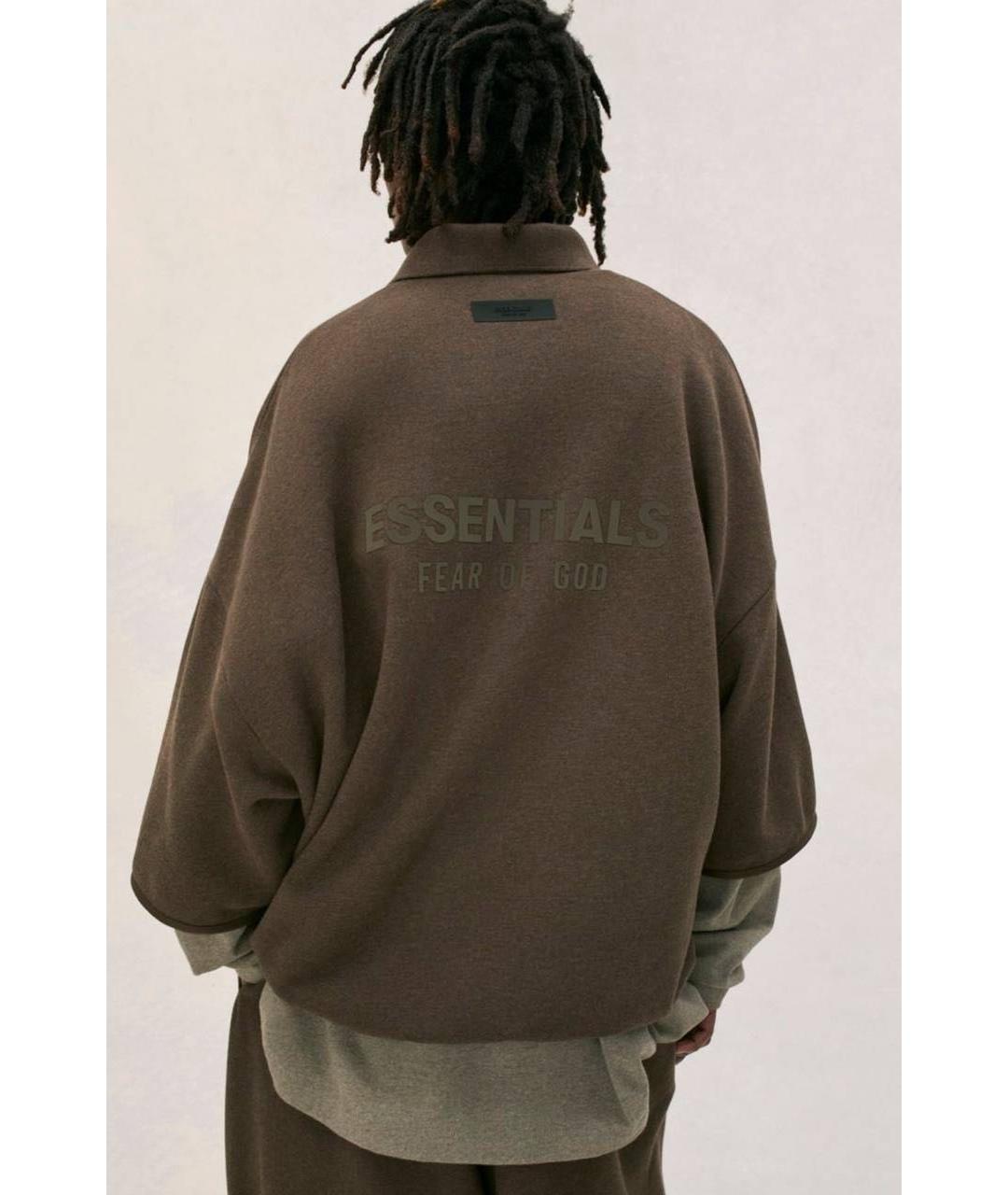 FEAR OF GOD ESSENTIALS Коричневое хлопковое поло с коротким рукавом, фото 4