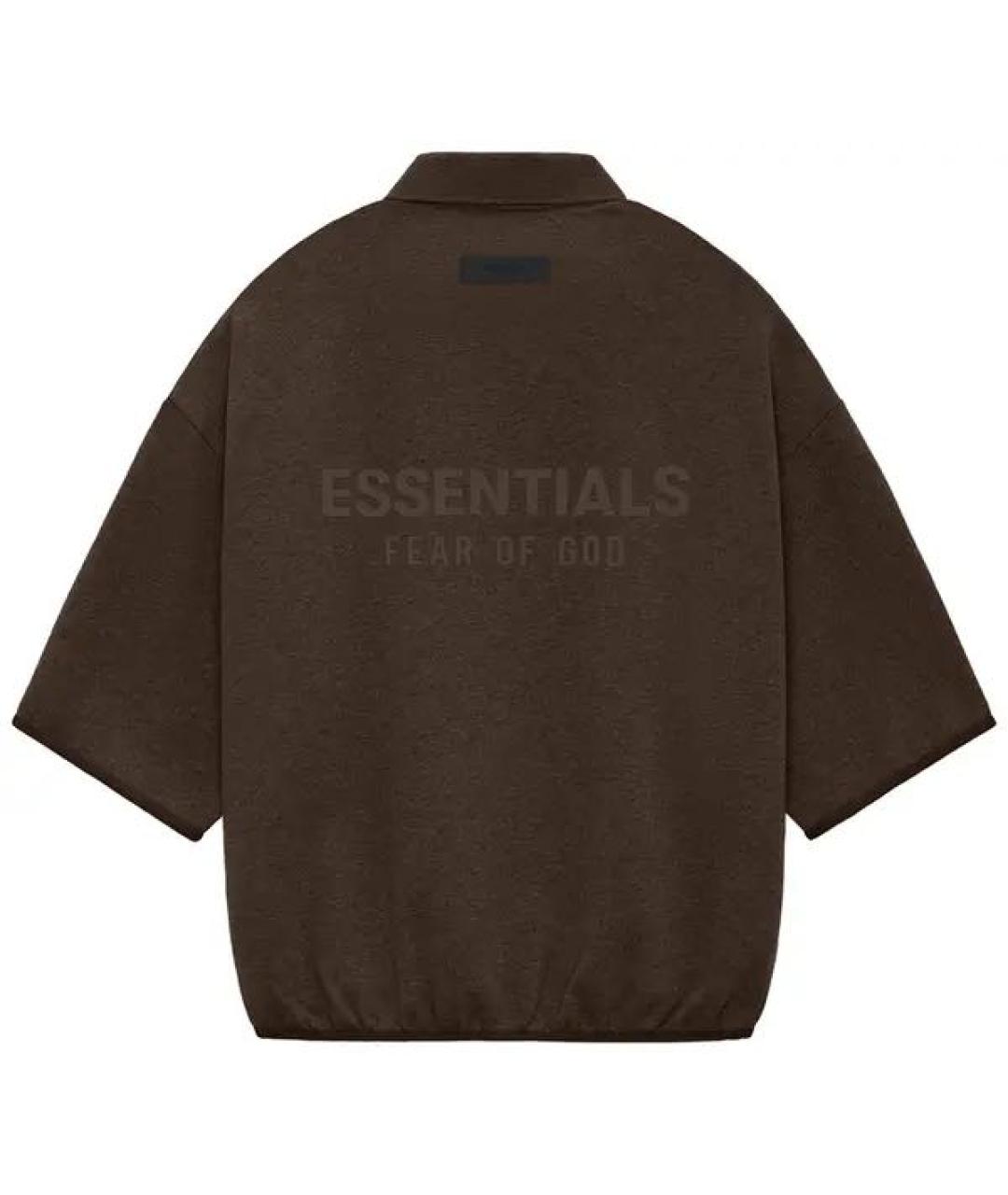FEAR OF GOD ESSENTIALS Коричневое хлопковое поло с коротким рукавом, фото 2