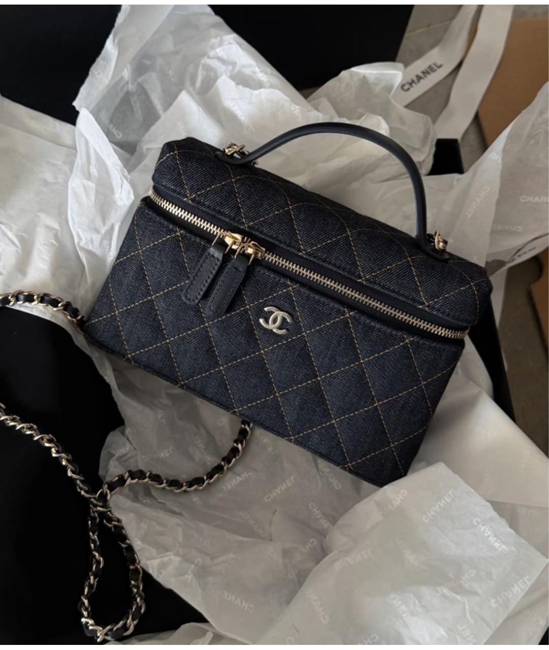 CHANEL Темно-синяя деним сумка через плечо, фото 5