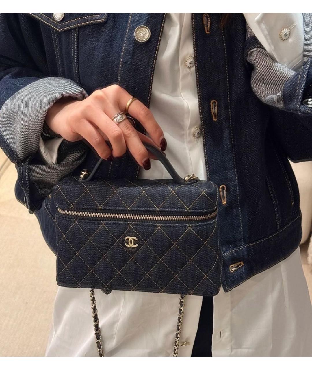 CHANEL Темно-синяя деним сумка через плечо, фото 7