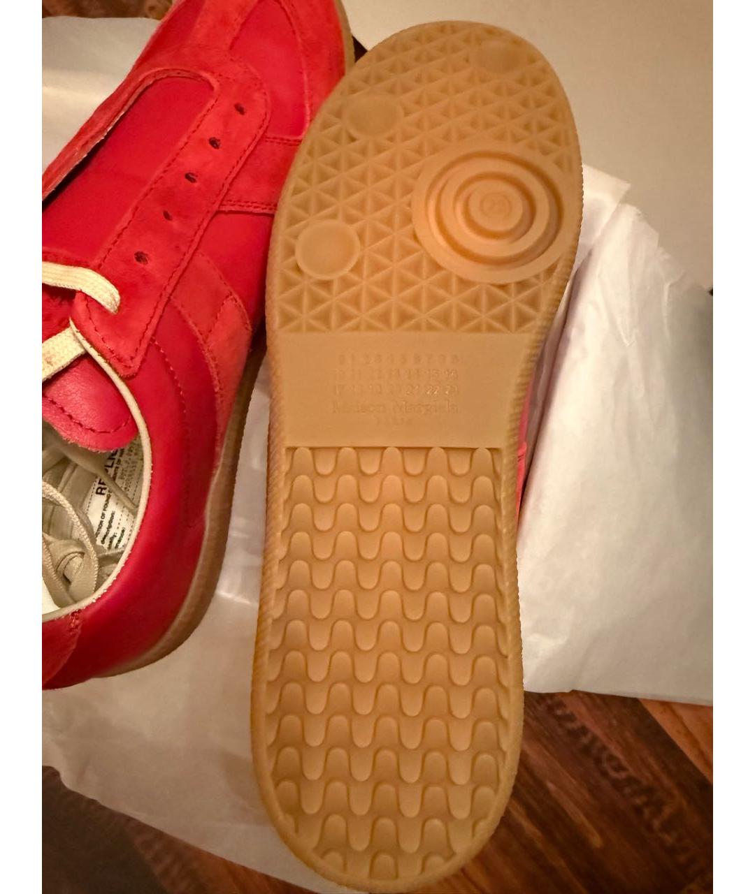 MAISON MARGIELA Красные кожаные низкие кроссовки / кеды, фото 6