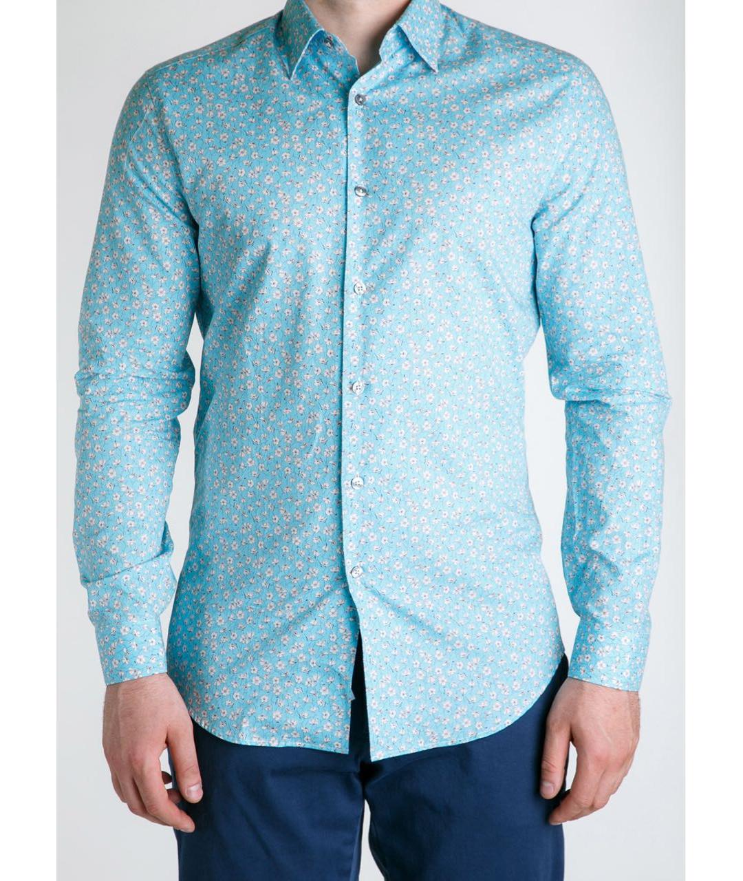 PAUL SMITH Бирюзовая хлопковая кэжуал рубашка, фото 2