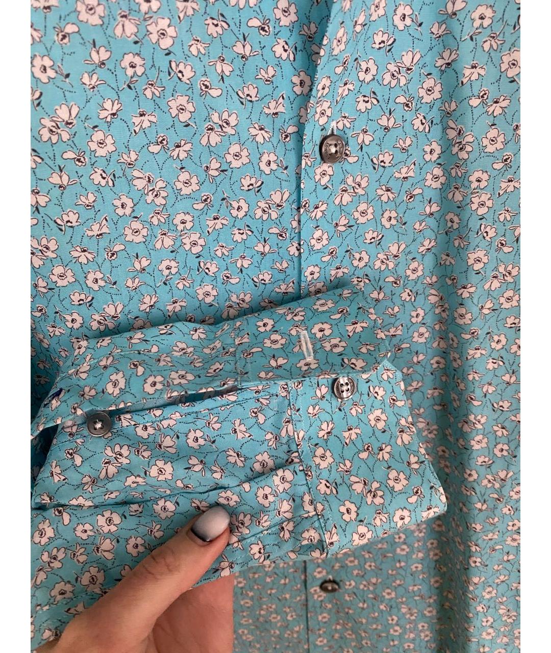 PAUL SMITH Бирюзовая хлопковая кэжуал рубашка, фото 7