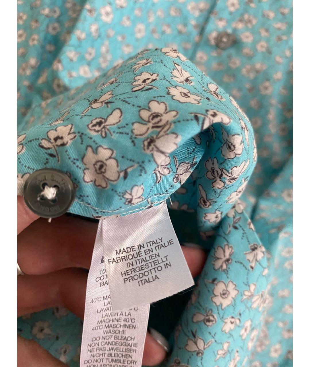 PAUL SMITH Бирюзовая хлопковая кэжуал рубашка, фото 8