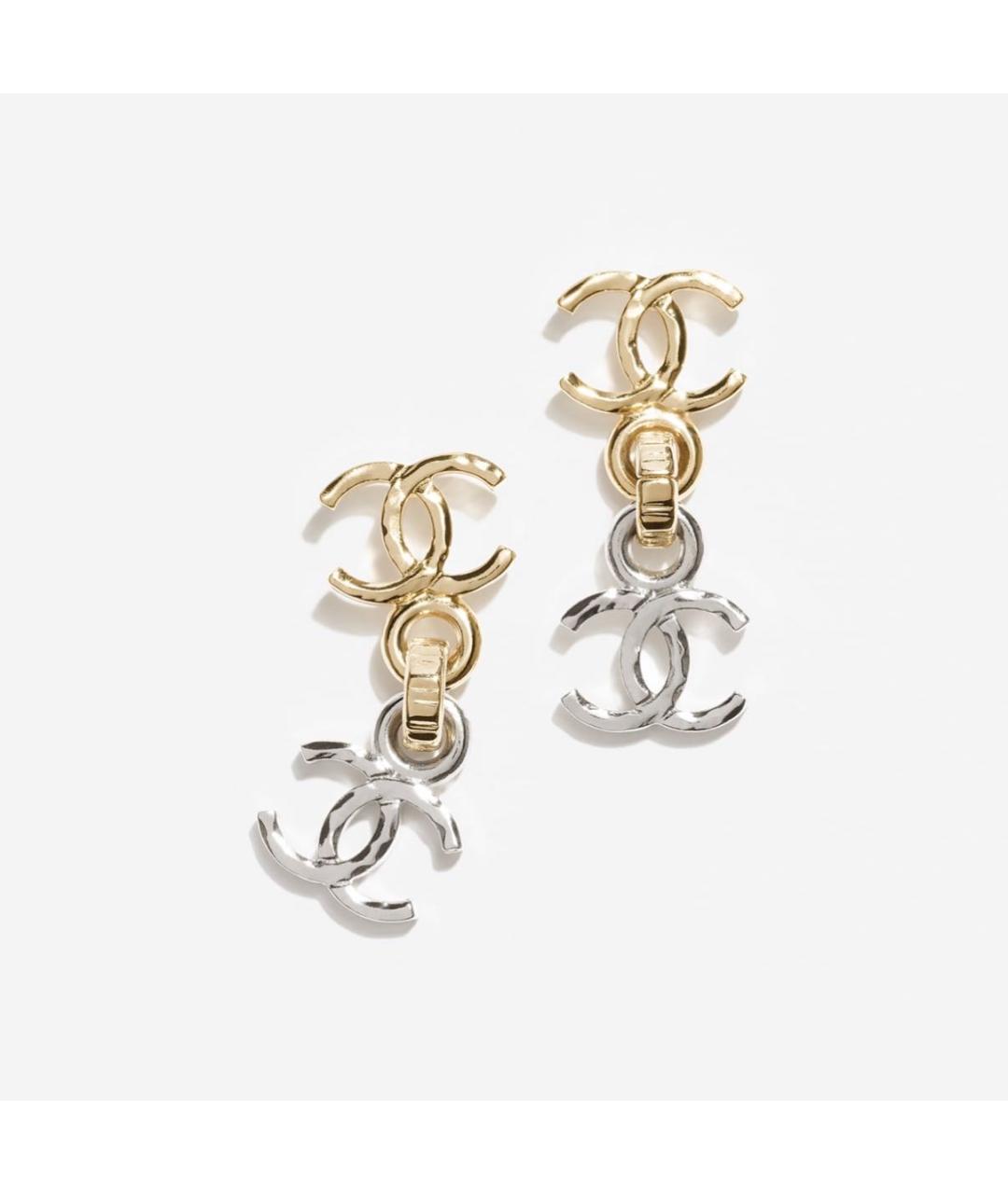 CHANEL Золотые металлические серьги, фото 4