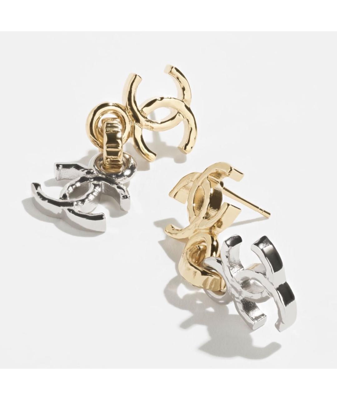 CHANEL Золотые металлические серьги, фото 2