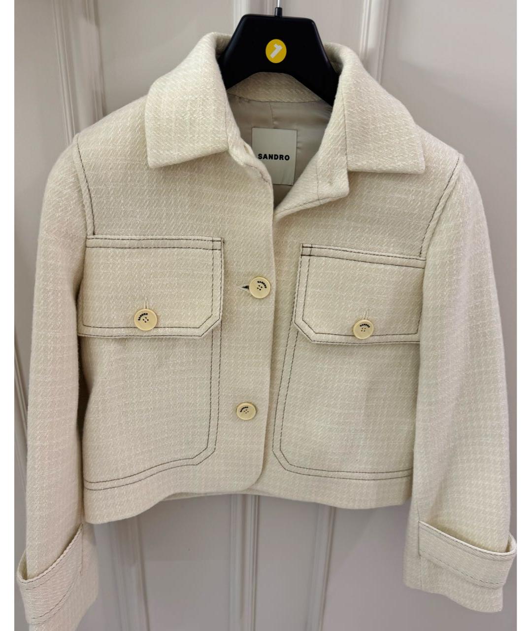 SANDRO Бежевый твидовый костюм с юбками, фото 7