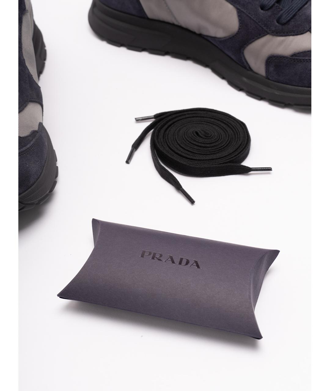PRADA Антрацитовые синтетические низкие кроссовки / кеды, фото 6
