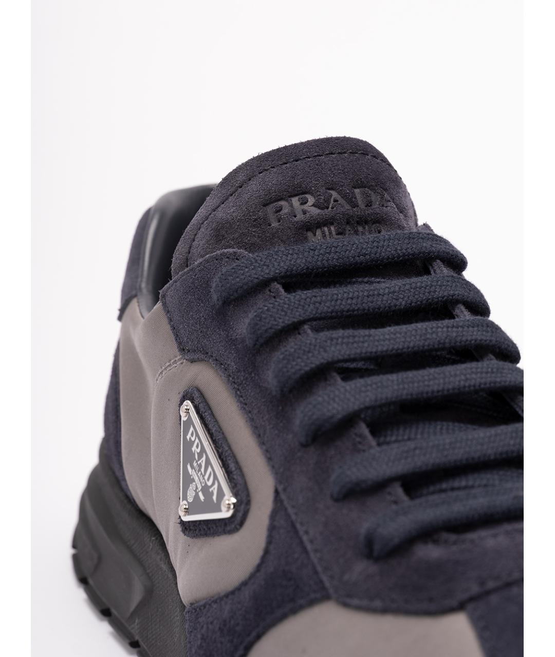 PRADA Антрацитовые синтетические низкие кроссовки / кеды, фото 5