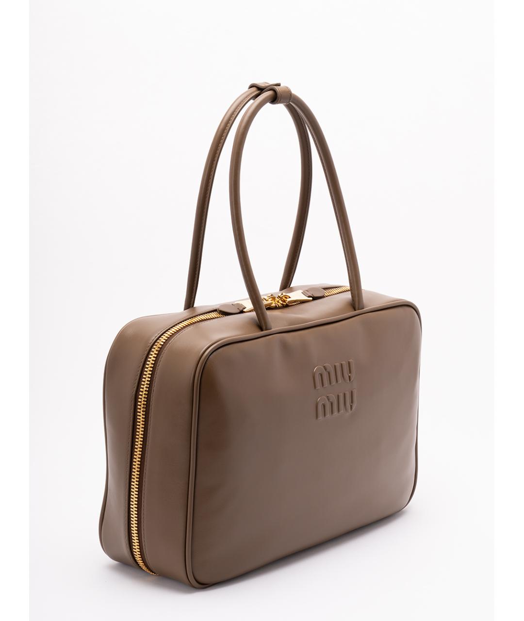 MIU MIU Коричневая кожаная сумка тоут, фото 3