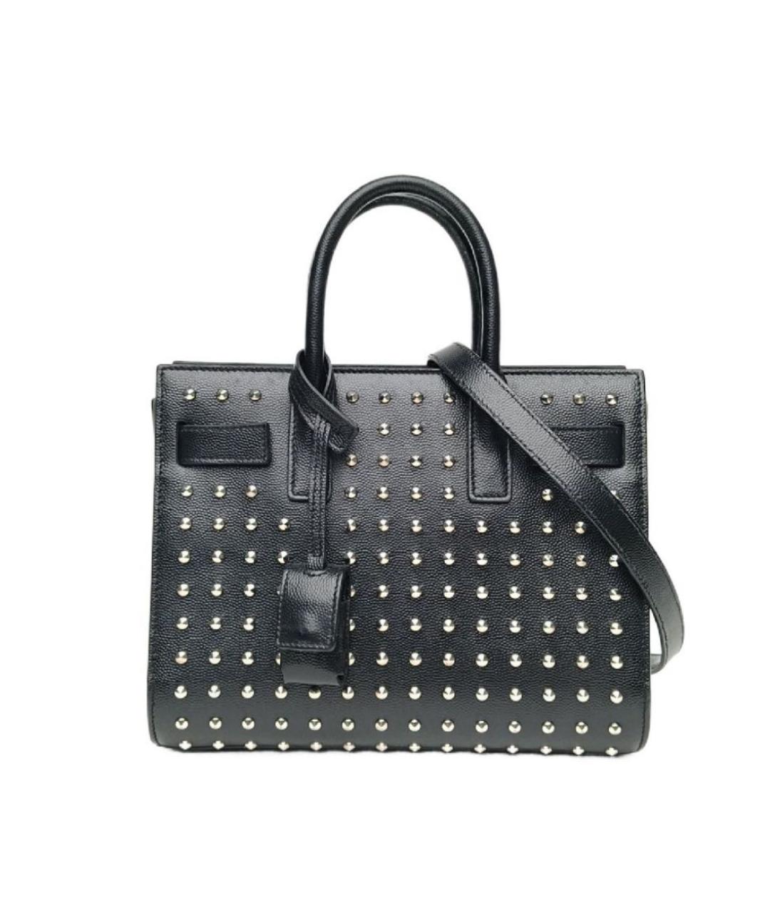 SAINT LAURENT Черная кожаная сумка с короткими ручками, фото 1