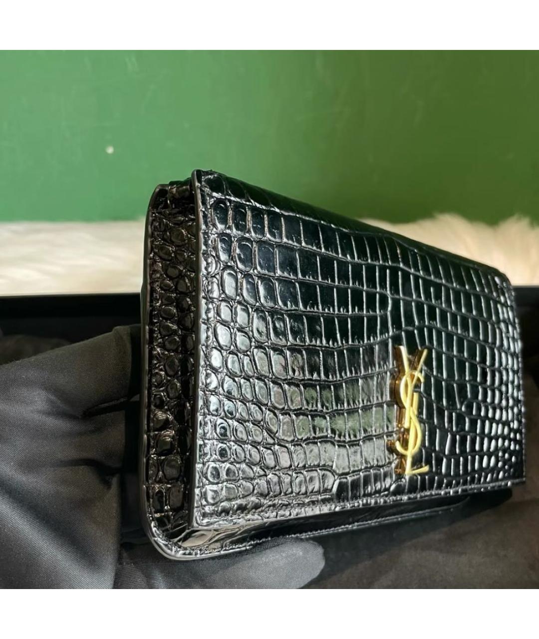 SAINT LAURENT Черная кожаная сумка через плечо, фото 5